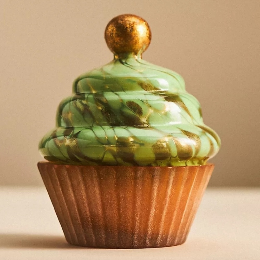 Anthropologie Cupcake Gourmand Ginger Cookie Glass Candle
